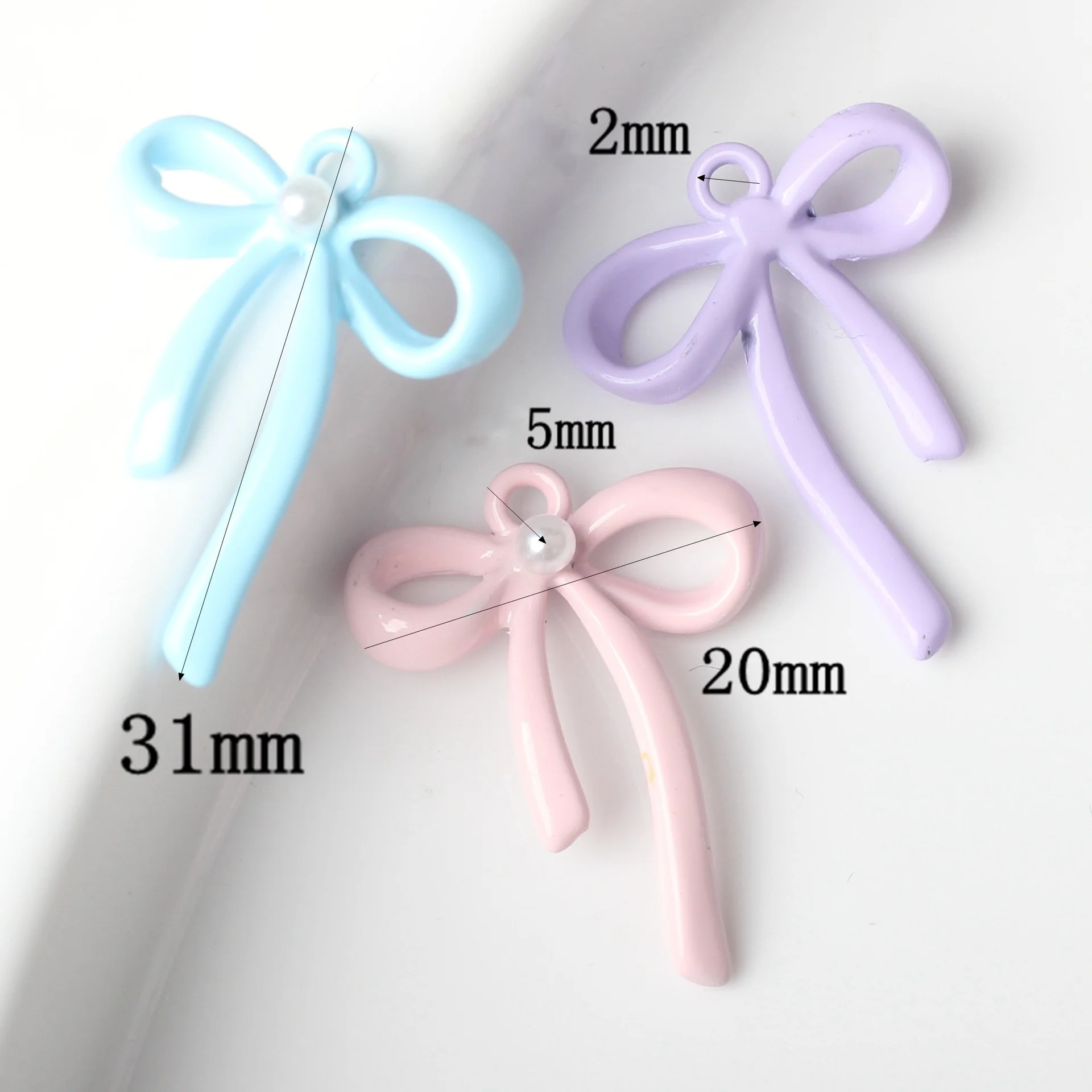 10pcs/lot Zinc Alloy Colorful Enamel Cute Hollow Bow Tie Pearl Charms For DIY Necklaces Earrings Jewelry Making Accessories