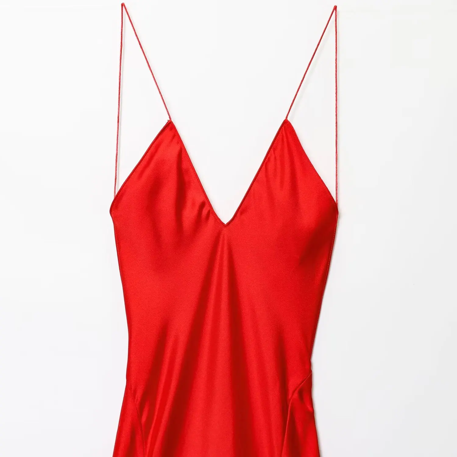 Ele High-Waisted Long Silk Satin Bal Strapl Dr Women's Summer Casual V-Ne Polyester Fiber Gown