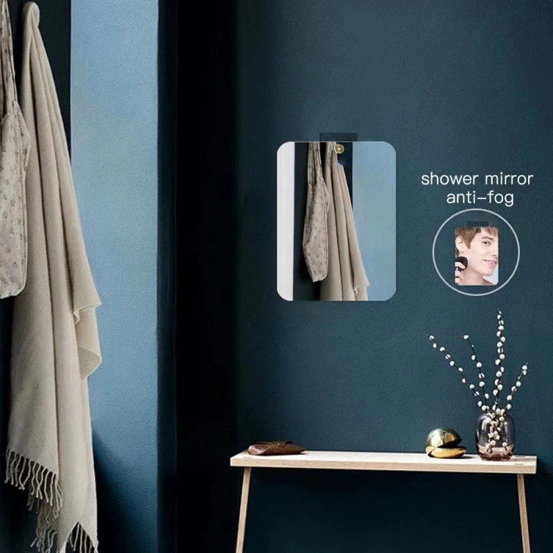 6PCS Fogless Shower Mirror for Shaving, No Drill Mount, 8x12in Razor Hook Included, Tool Free Installation, Compact Flat Mirror,