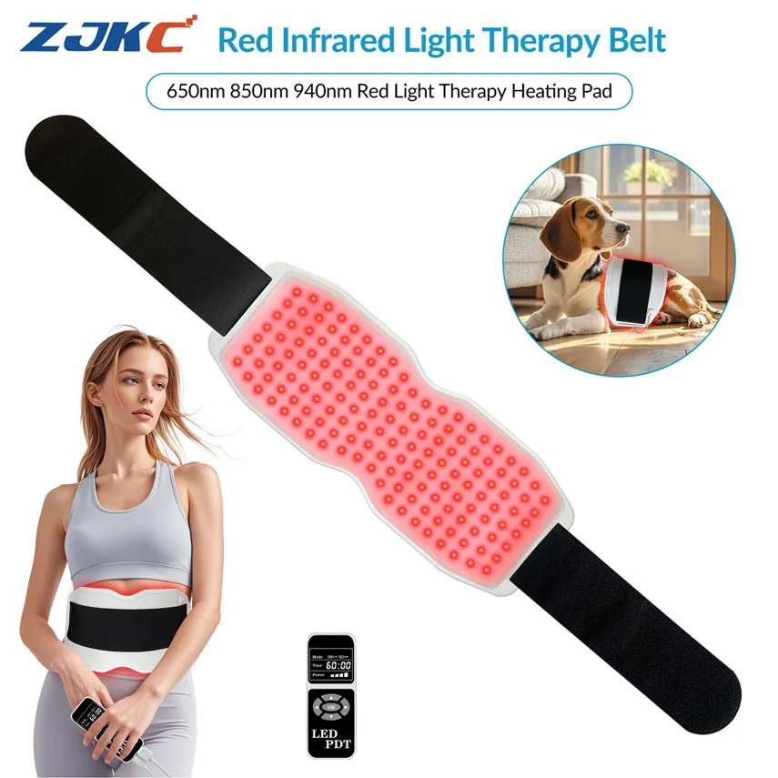 

Led Light Treatment Back and Neck Heating Pad Belt Red Infrared Light Therapy for Pain Relief 660nm 850nm 940nm