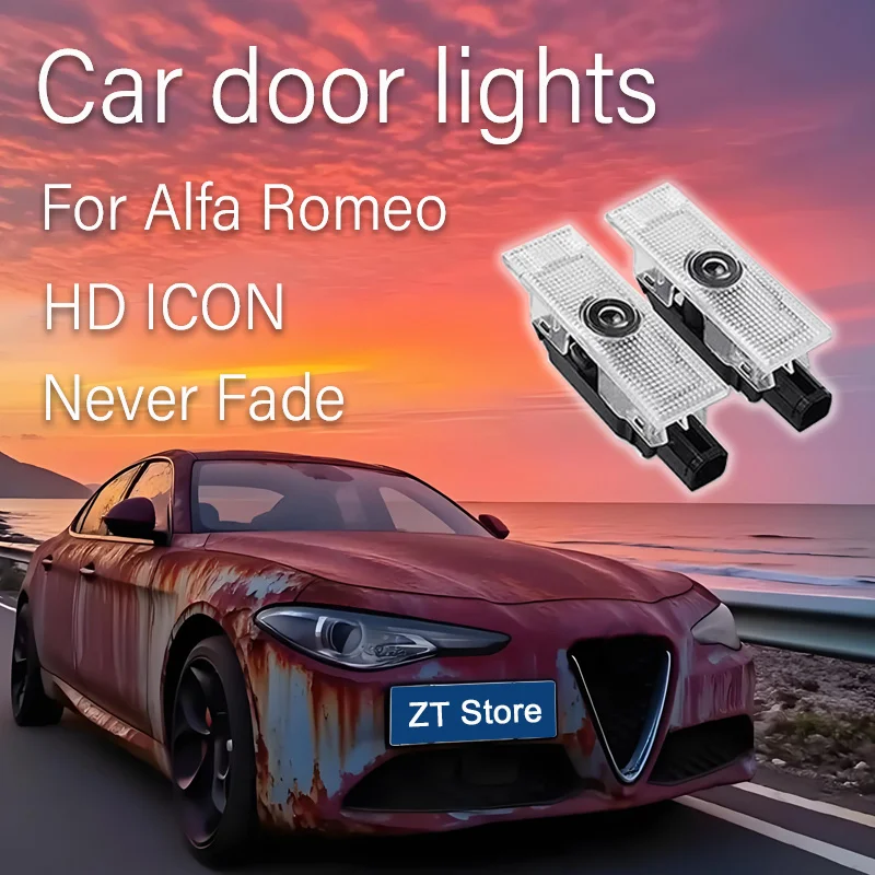 

2 шт. декоративные проекционные лампы для дверей автомобиля, не выцветающие, аксессуары для Alfa Romeo Stelvio Mito Giulietta Giulia