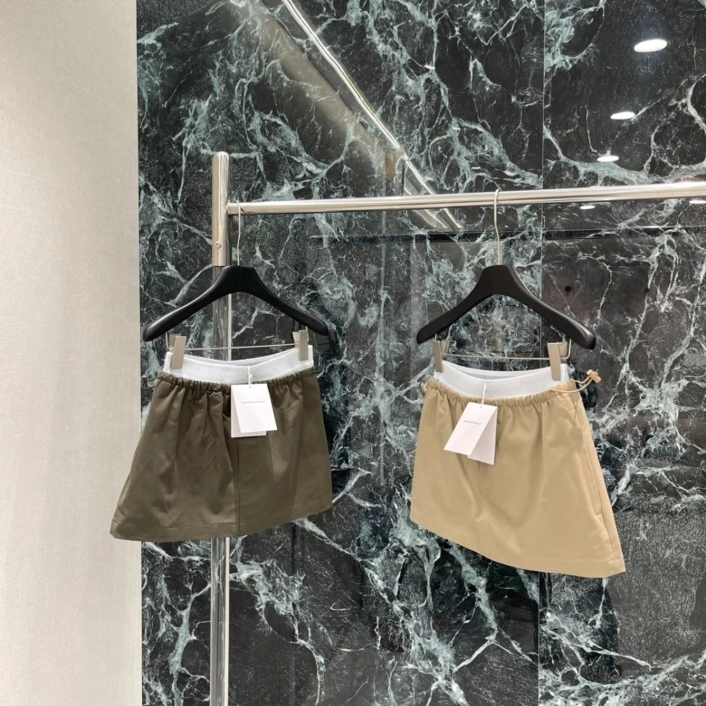 

Новая женская юбка с цветовыми блоками и эластичным поясом, повседневная модная универсальная короткая юбка А-силуэта для уличного стиля и повседневной носки