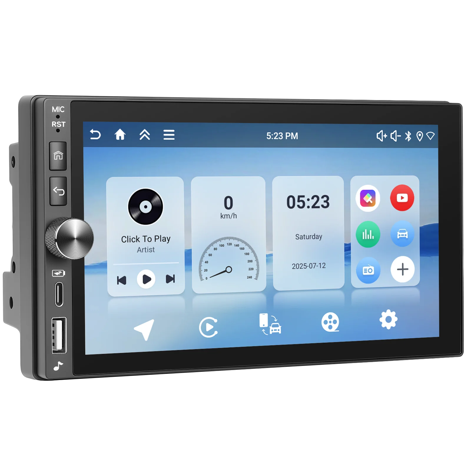 Podofo 4+128GB draadloze CarPlay Android Auto autoradio FM/RDS GPS navigatie WIFI BT EQ 7'' universele autoradio - afbeelding 2