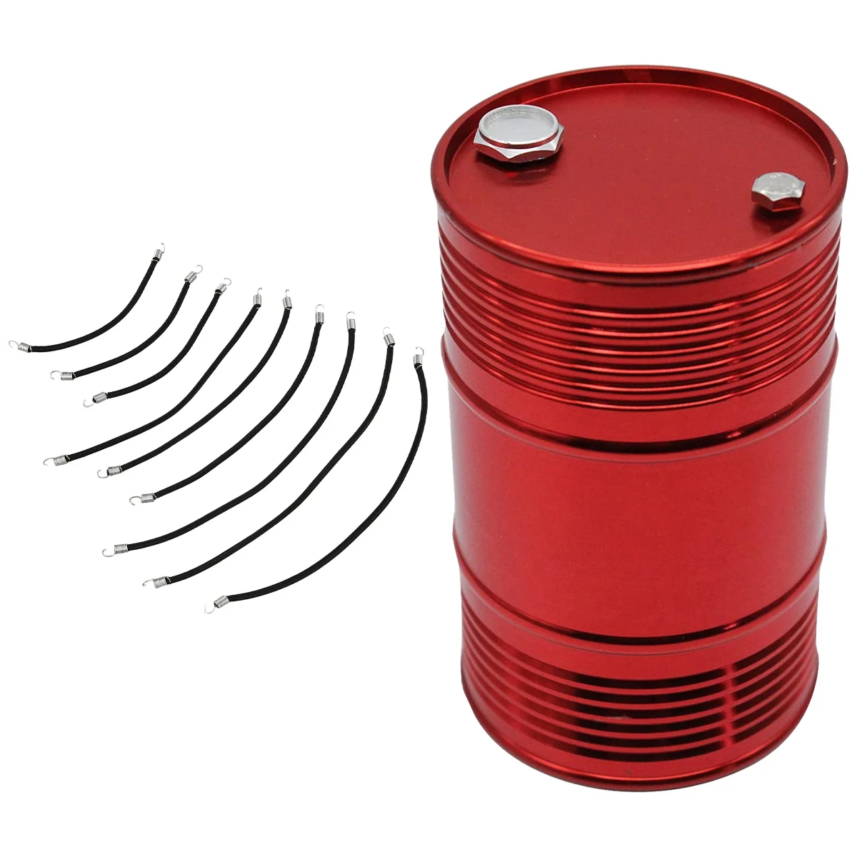 MP-9개 탄성 루프랙 로프 수하물 끈 & 1개 금속 오일 드럼 연료 탱크 컨테이너 RC 자동차 장식 액세서리