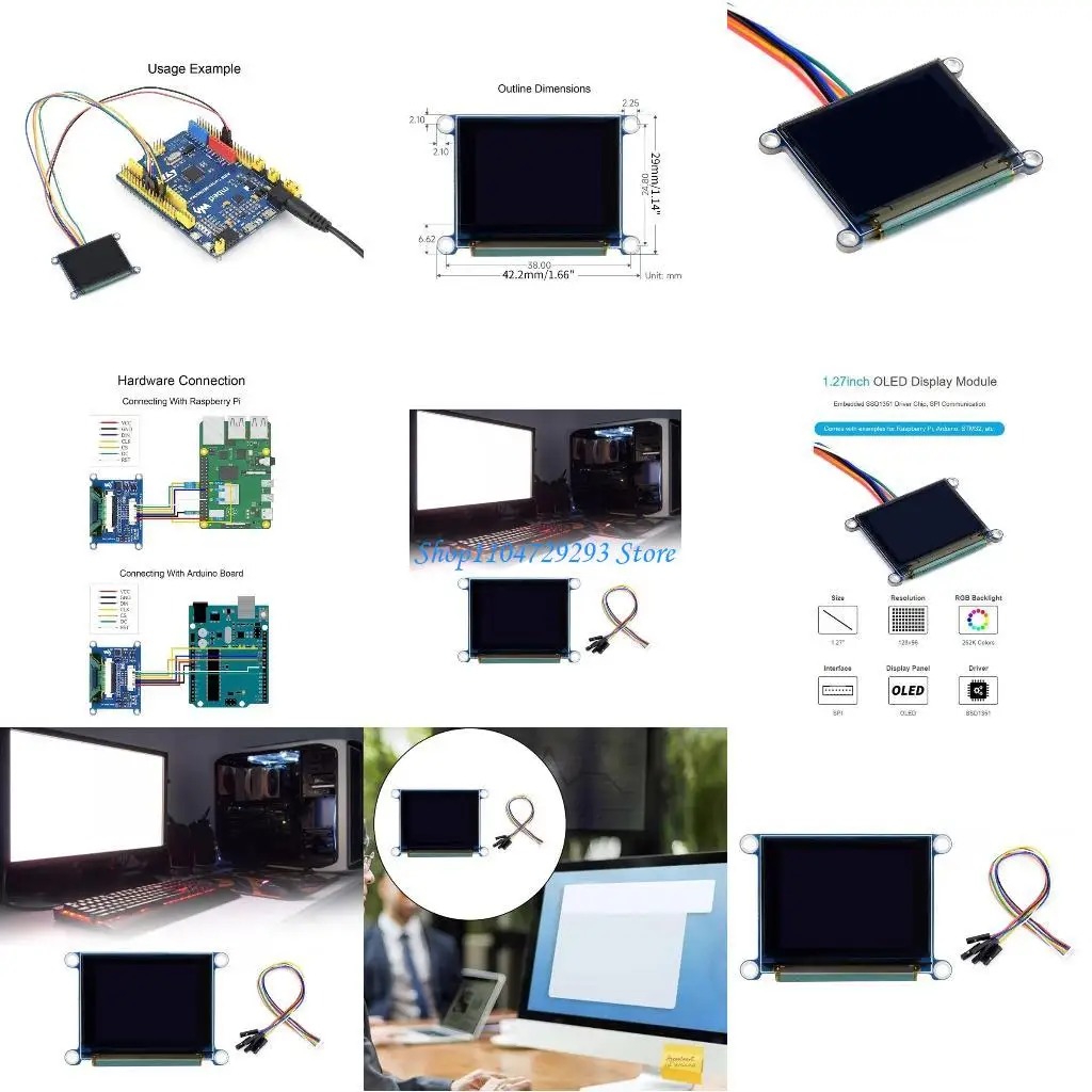 

Y2GD 1.27" RGB OLED Display Modules for Raspberry High Resolution Clear Visual, SSD1351 Driver Chip, SPI Communication