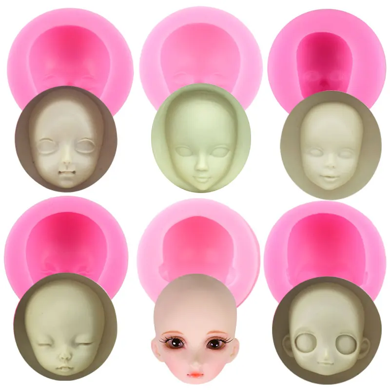 3D Cute Doll Head Face Silicone Mold DIY Party Fondant Molds Sugarcraft Cake Decorating Tools Chocolate Moulds Candy Clay Mould