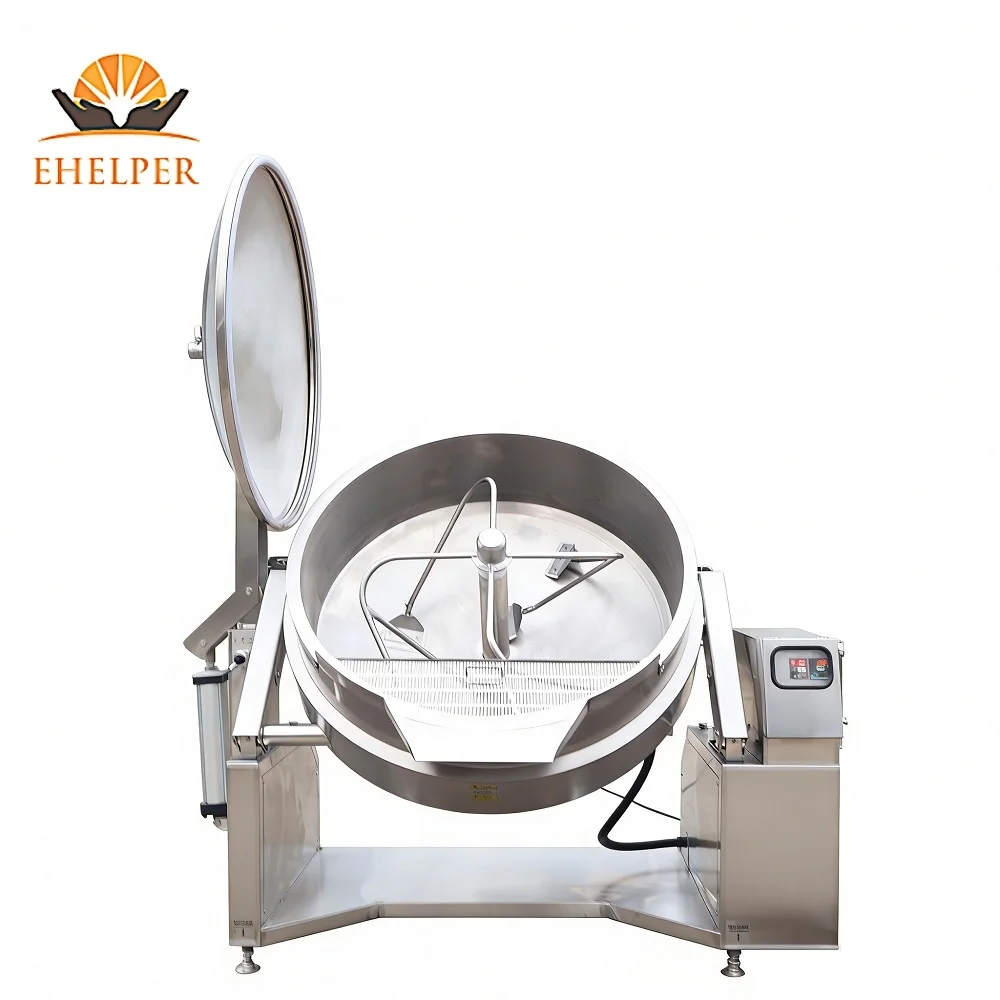 Constant Temp Control Industrial Jacketed Kettle | Electric Tilting Mixer For Tofu & Jam Food Processing