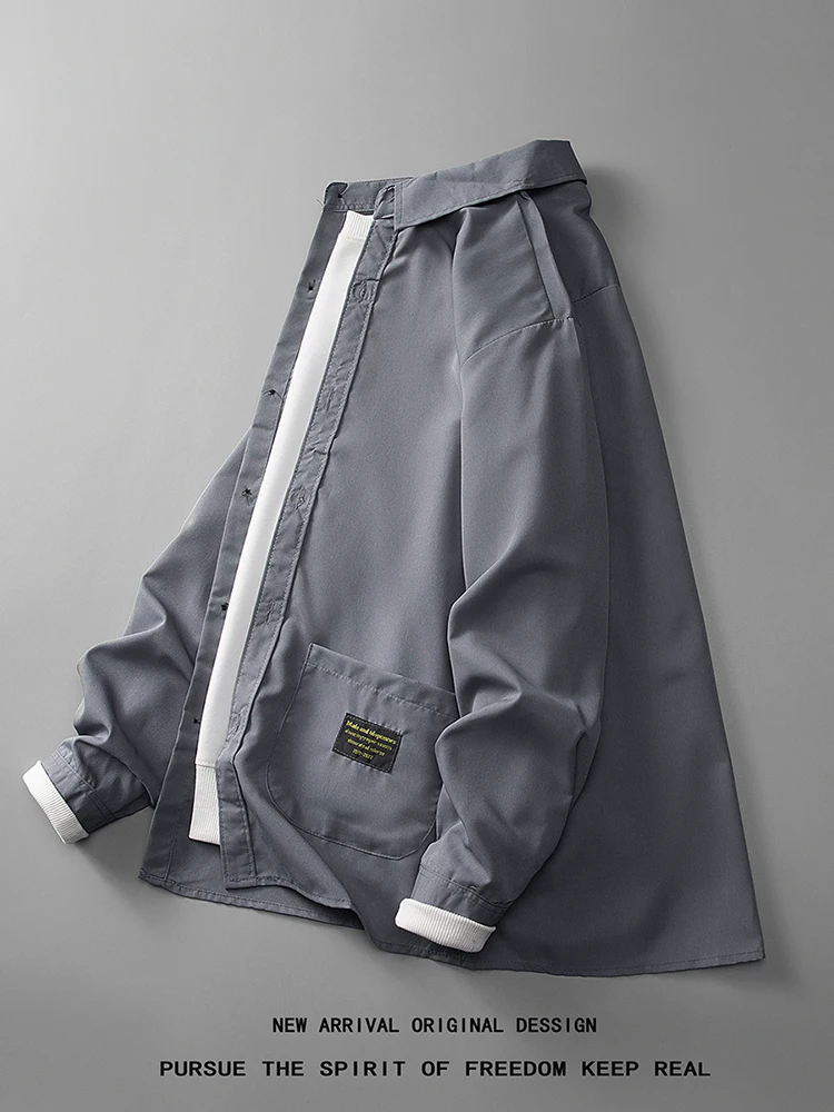 

Ретро-американская рубашка с длинным рукавом для мужчин, повседневная, модная, новинка 2024 года, свободного кроя, на пуговицах, молодежная, стильная, осенняя одежда