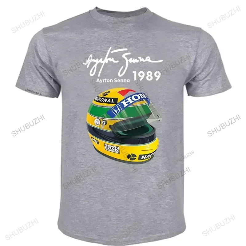 Mens Ayrton Senna Helmet T Shirts 1 Race 1989 Men Cotton Tee Shirts For Sale T-Shirt fashion tee-shirt homme tops