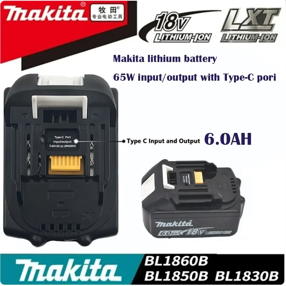 

Makita 18V battery with Type-C port 65W input/output large capacity electric tool battery universal BL1860 BL1850 BL1840 BL1830