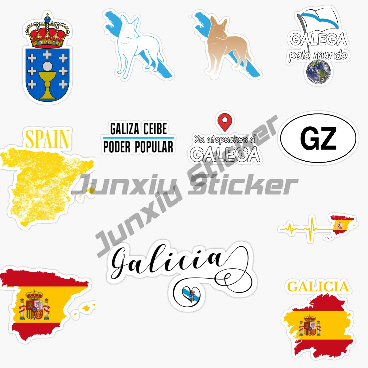 

Spain Galicia National Flag and Emblem National Emblem PVC Vinyl Self-adhesive Car Sticker Customizable