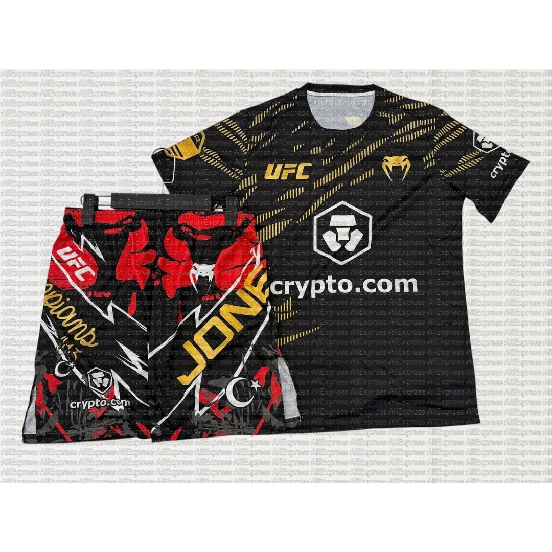

Jones Black UFC Edition Боксерская футболка и шорты для мужчин Дышащий борцовский бег Впитывающий пот Джерси