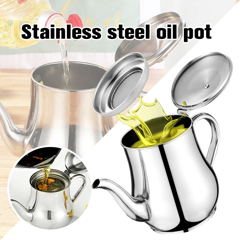 

Stainless Steel Oil Can Dispenser Barbecue Glass Mixing Condiment Bottle Vinegar Soy Sauce Spray Oiler Seasoning Jar with Filter