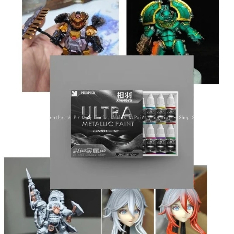 Metallic Model Water-Based Paint/ 12 Bottles * 10ml/Various Handmade Model Sand Table Painting Hand-painted Coloring Paint