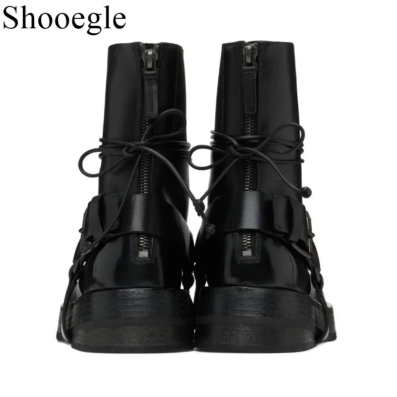 Fashion Leather Men Lace Up Boots Ankle Men Boots Design New Style Low Heel Men Boots