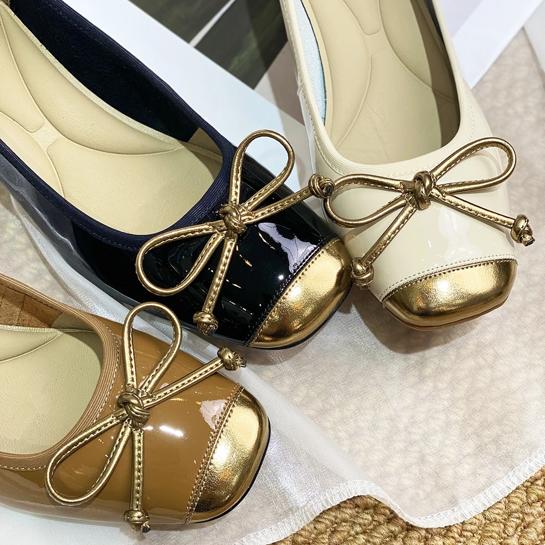 

Мягкие, как облако, высококачественные женские туфли с цветными вставками и узлом, на среднем квадратном каблуке, мягкие, модные, новинка 2025 года