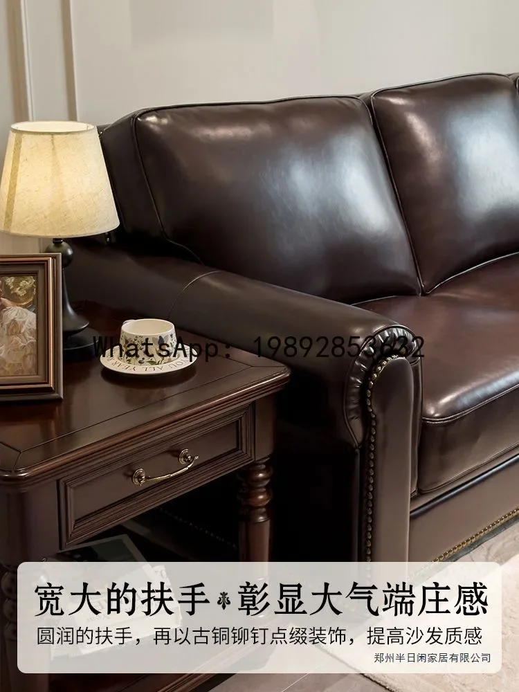 

4-10 genuine leather sofa - top grain leather, straight-row design, compact modular sofa for living room