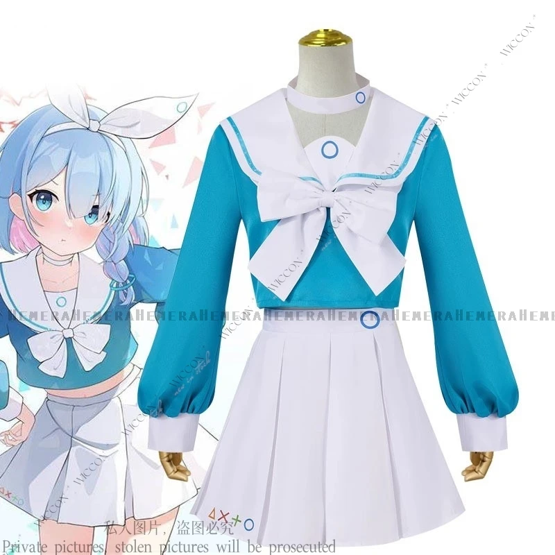 

Alona Cosplay Game Anime Blue Archive Costume Outfit JK Sailor School Uniform Halloween Carnival Roleplay Blue Dress Woman