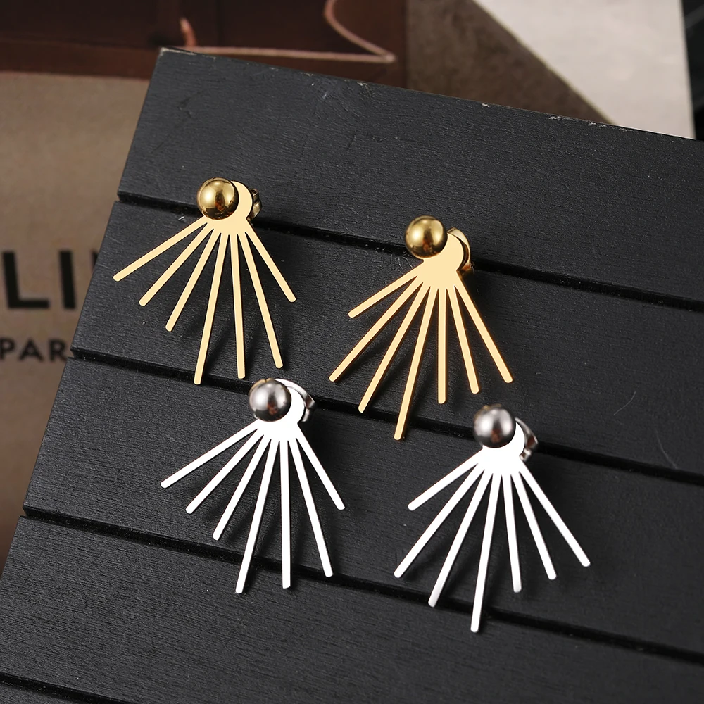 Stainless Steel Earrings 2022 Trend New Ball Burr Exaggerated Style Fashion Strap type Earrings For Women Jewelry Party Gifts