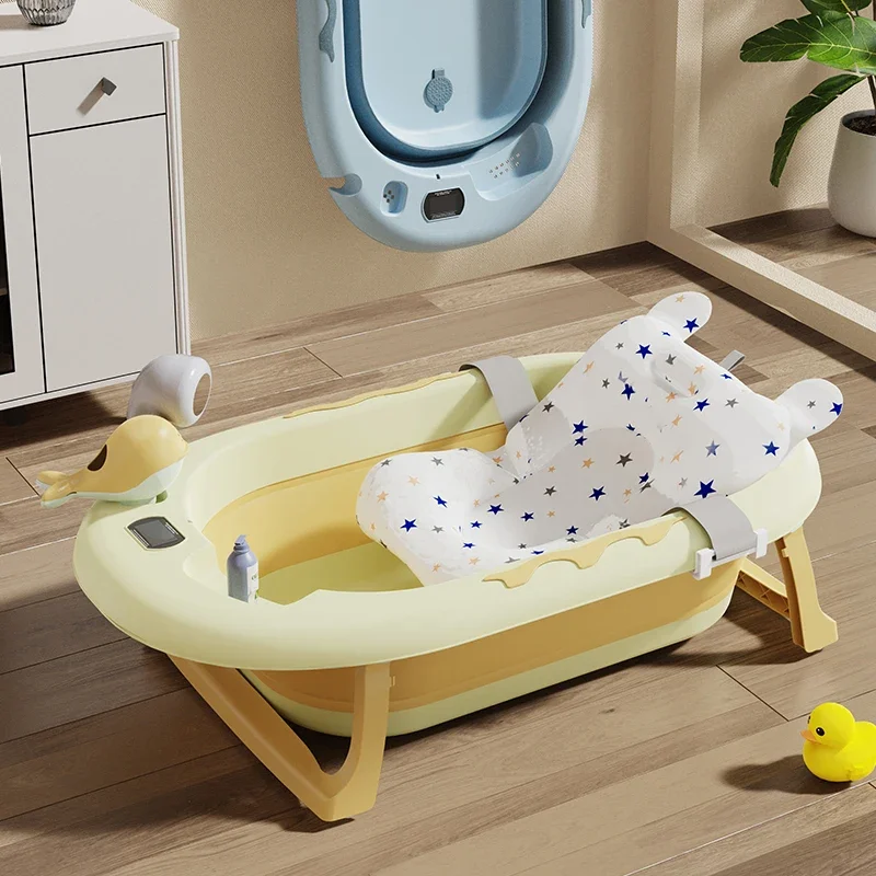 

2023 Hot infant Baby Plastic Foldable Infant Bathtub with Temperature and Baby Bath Tubs Set