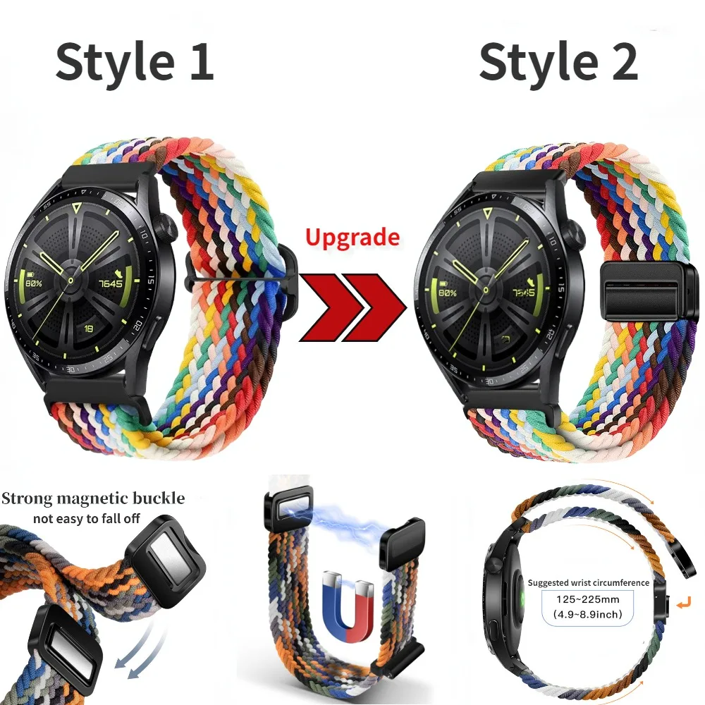 22mm 20mm Nylon Buckle Strap for Huawei Watch GT 4 3 2 46mm/4 Pro 3 Pro Bracelet for Samsung Watch 6/5/4/Classic Adjustable Belt