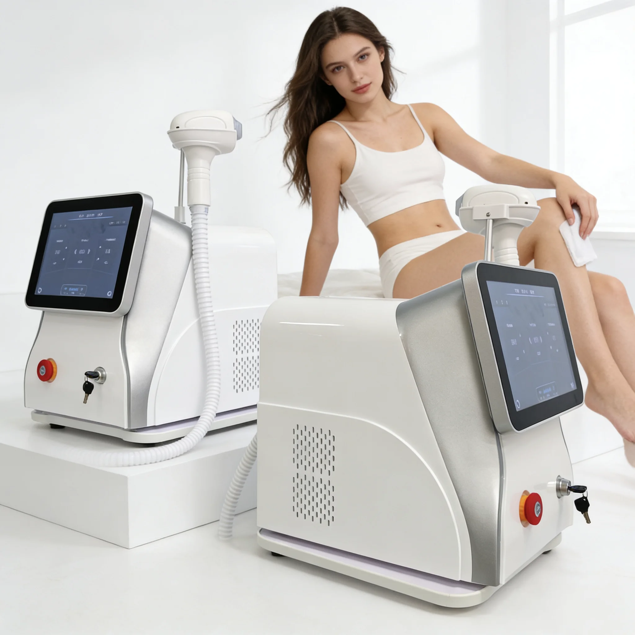 

Профессиональный лазерный аппарат для удаления волос Ice Platinum 4000 Вт, 3 длины волны (808 нм, 755 нм, 1064 нм), безболезненный диодный косметологический аппарат.