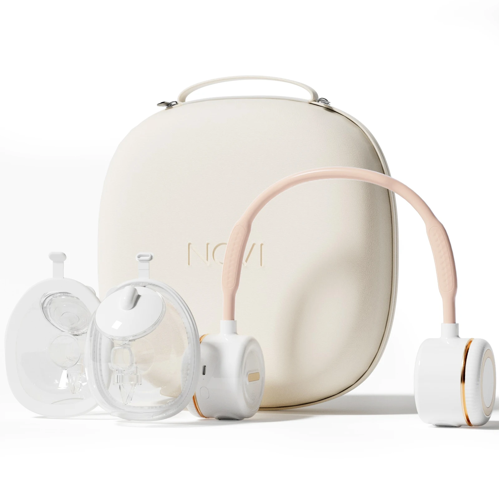 NCVI 2-in-1 Neckband Electric Breast Pump,Hands-Free Wearable with 4 Modes & 9 Levels,21/24/28mm Flange, Breastfeeding Pump Case