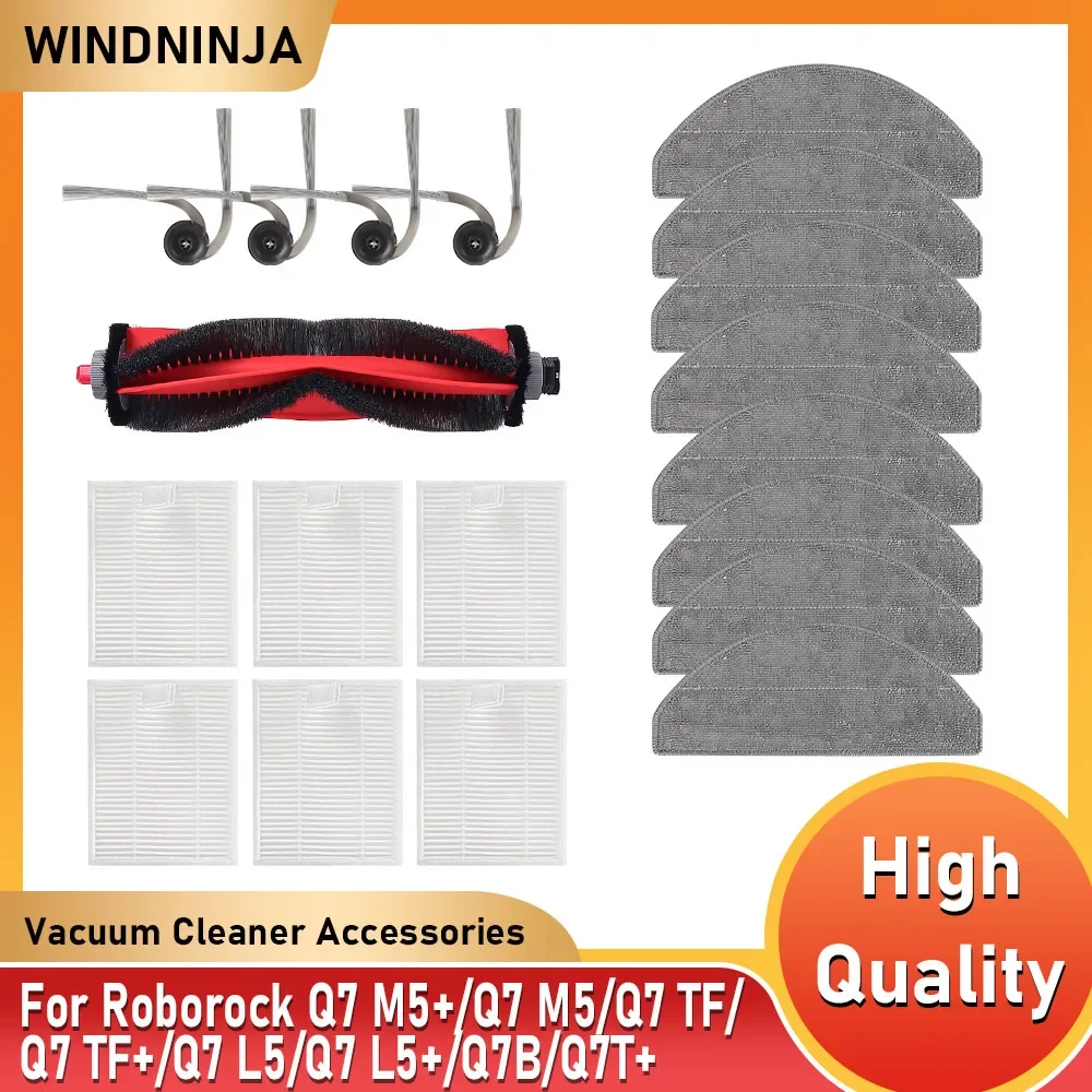 Roborock Q7 M5 M5+ / Q7 L5 L5+/ Q7 TF TF+ /Q7B Q7T+ Parçaları Ana Yan Fırça Mop Bezi HEPA Filtre Robot Süpürge