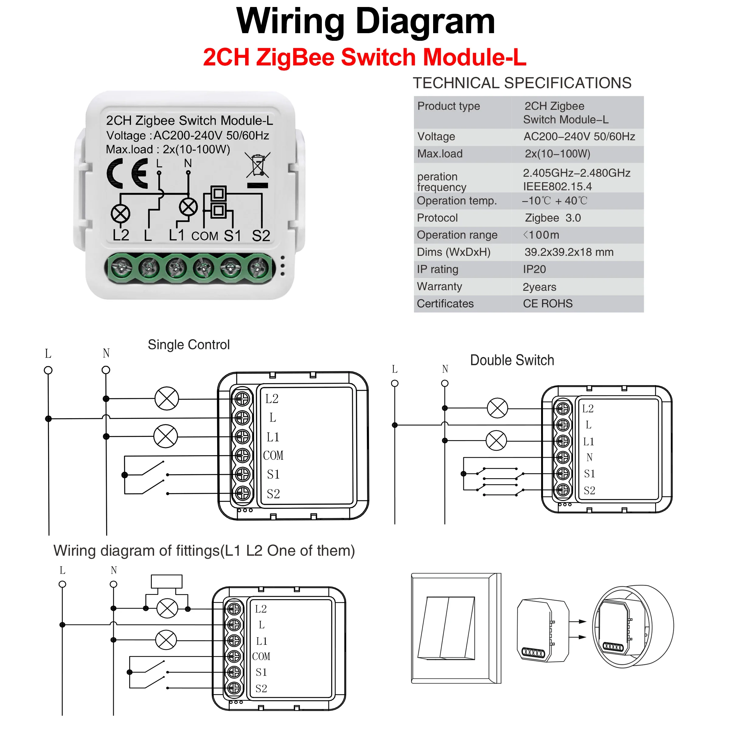 ZigBee 3.0 Smart Switch-Modul, kein Neutralleiter erforderlich, Smart Home DIY Light Breaker, funktioniert mit Alexa Google Home