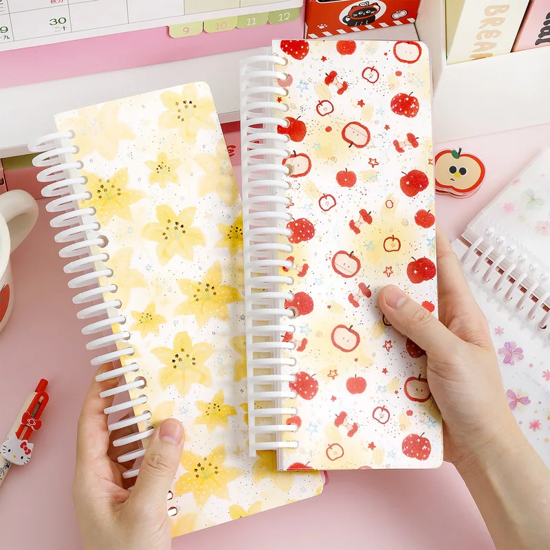 60 Pages PP Journal Material Storage Book, Shallow Fruit Flower Loose‑leaf Album for Stickers Tape Collection
