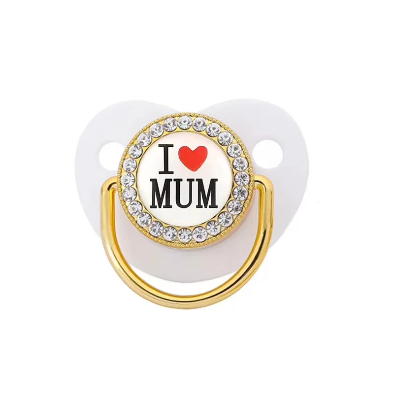 Ik hou van mama papa babyfopspeen met hoes bling strass tepel peuter bijtring brief luxe fopspenen baby shower cadeau