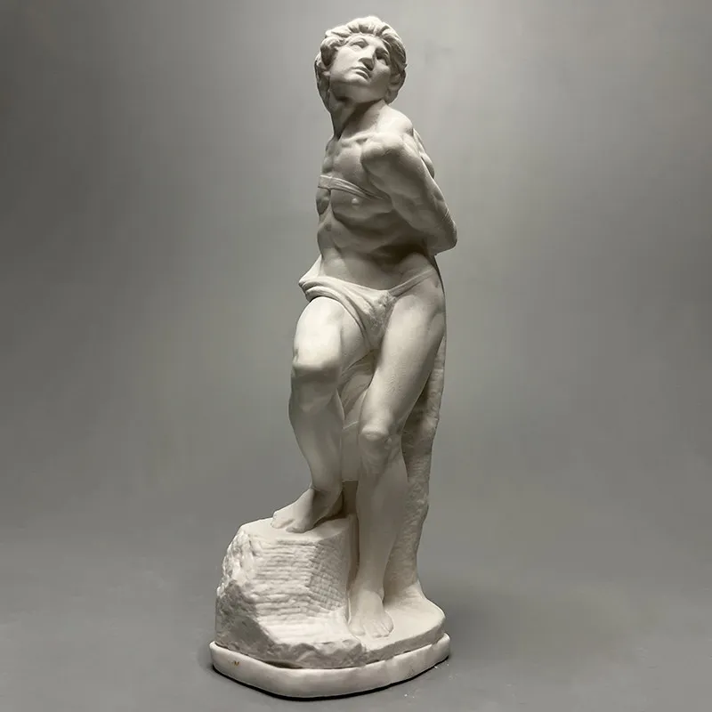 Michelangelo Neu Geschnitzte Gips-Skulptur Rebellen-Sklave Schreibtisch-Ornamente Kunst Dekorative Wohnaccessoires Vintage Wohndekor – Detail 8