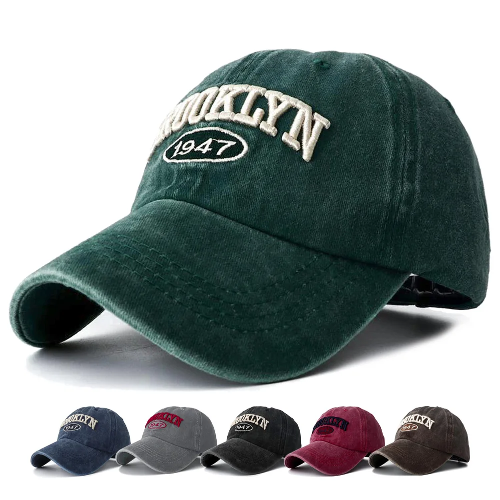 2025, hochwertige Brooklyn-Stickerei, Snapback-Mütze für Herren, Vintage-Stil, schwarz, grün, gewaschene Baseballkappen für Damen, Gorras Hombre
