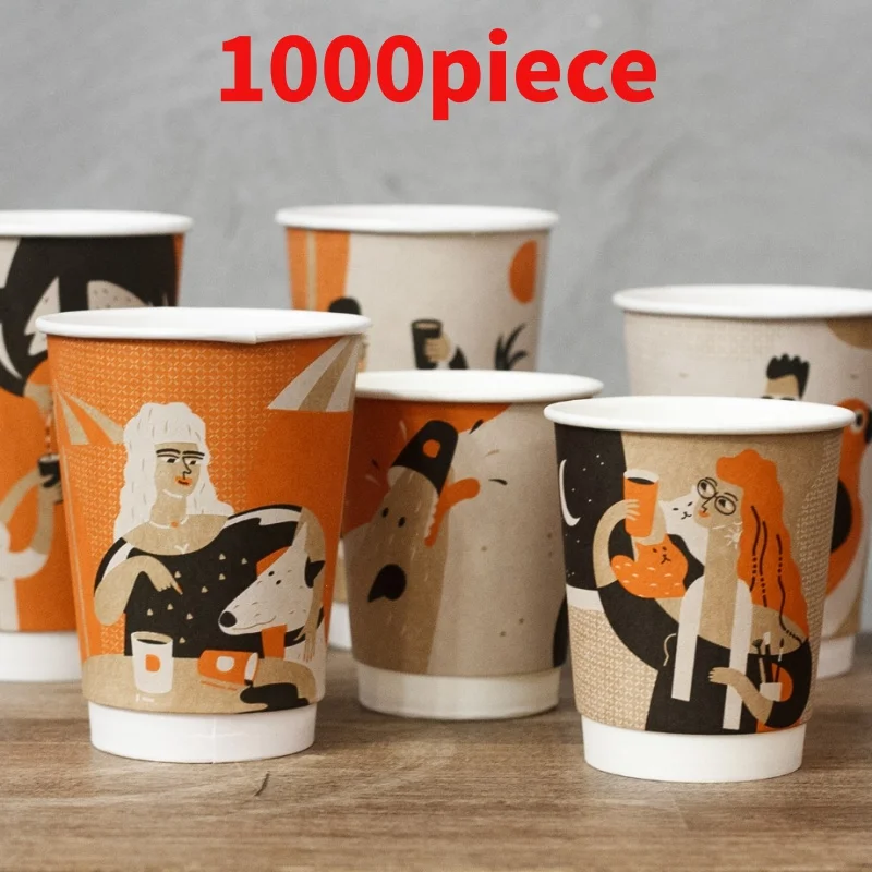 10 00piece.Custom.Recyclable Custom Logo Printing Solution Cafe Bakery Shop Restaurant Beverage Packing Paper Cup With Lids