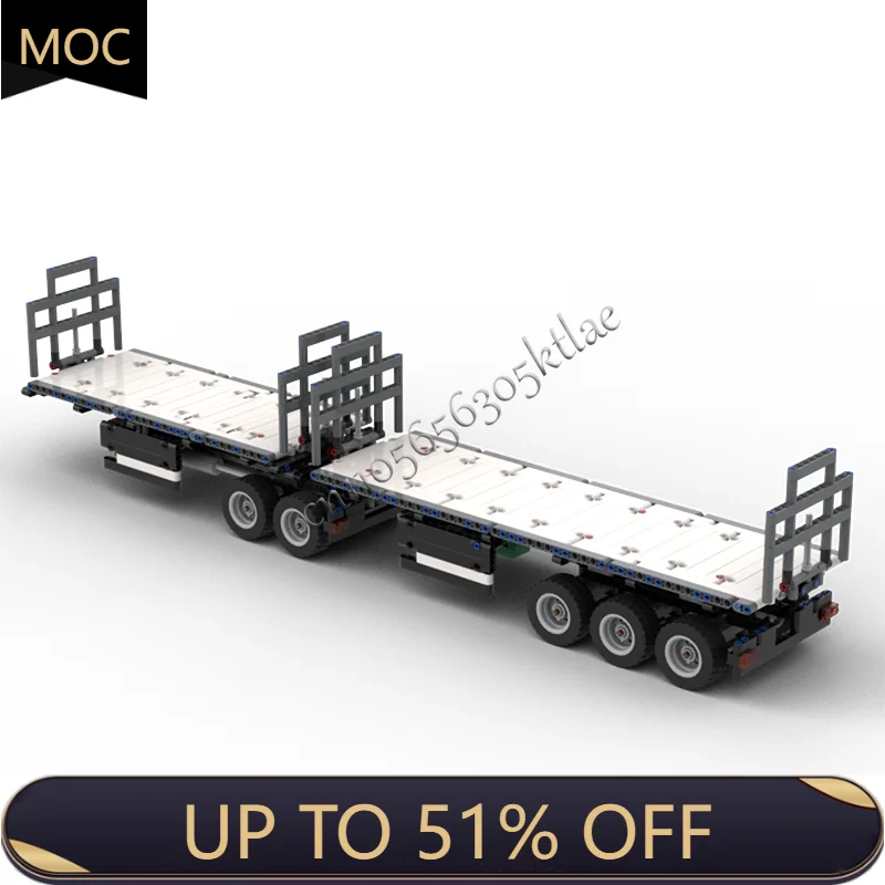 

1285 Parts MOC City Engineering Double Trailer Model Technology Building Blocks Creative Children Toys Surprise Christmas Gifts