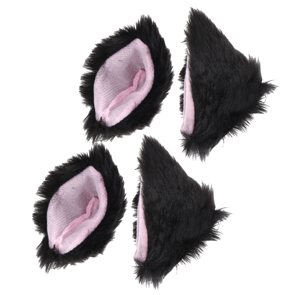 

2 Pairs Cat Ears Decoration Motorcycle Black Clips Detachable Universal Fit Cute Kawaii Cartoon AccessoriesHelmet