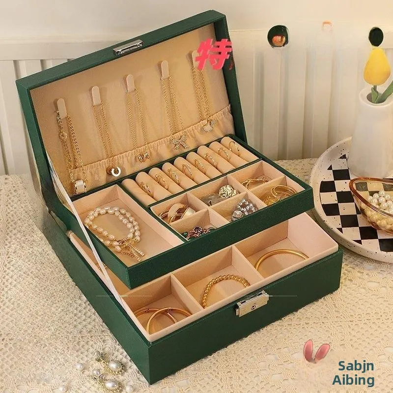 

High Capacity Jewelry Storage Box Anti-Oxidation Lockable Multi-Layer Nail Ring Necklace Earring Organizer Luxury Jewelry Case
