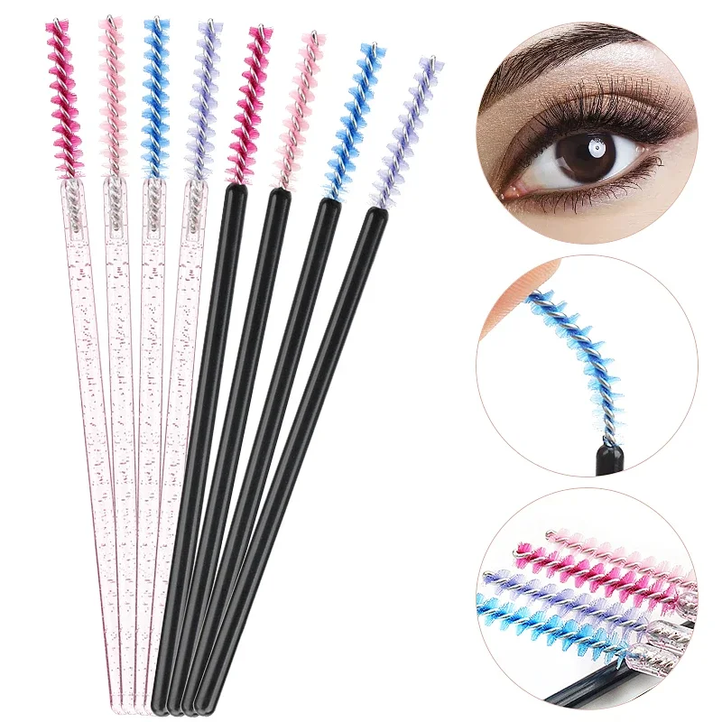 Brosses à cils en cristal de poulet avec manche en diamant, baguette applicateur de mascara, outils d'extension de cils, nouveau, 50 pièces
