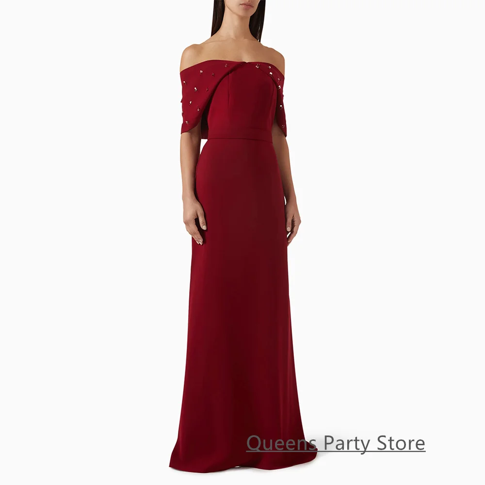 

New Saudi Evening Dress Customized Off The Shoulder Beading Sequined Boat Neck Mermaid Party Gown Arabian Prom Dresses