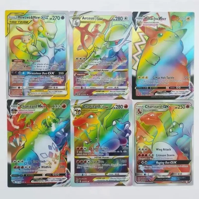 Oversized Pokemon 12Pcs Jumbo Letters Card Vmax Vstar GX Arceus Pikachu Charizard Super Shiny Rare Card Birthday Giftcollector