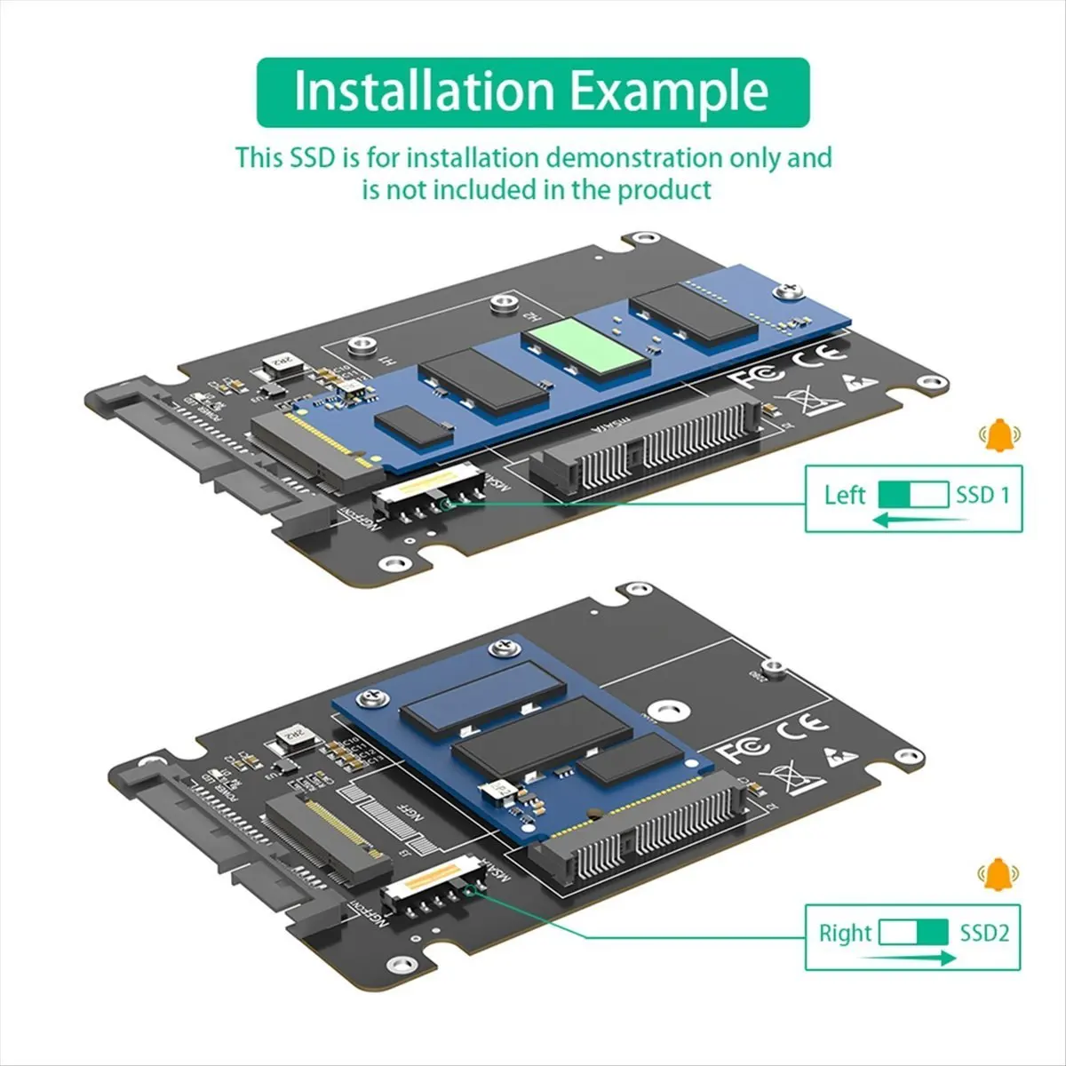 AA19 2 in 1 SSD Adapter Combine M.2 NGFF Key B & MSATA to 2.5inch SATA 3 Adapter Converter External SSD Case Box