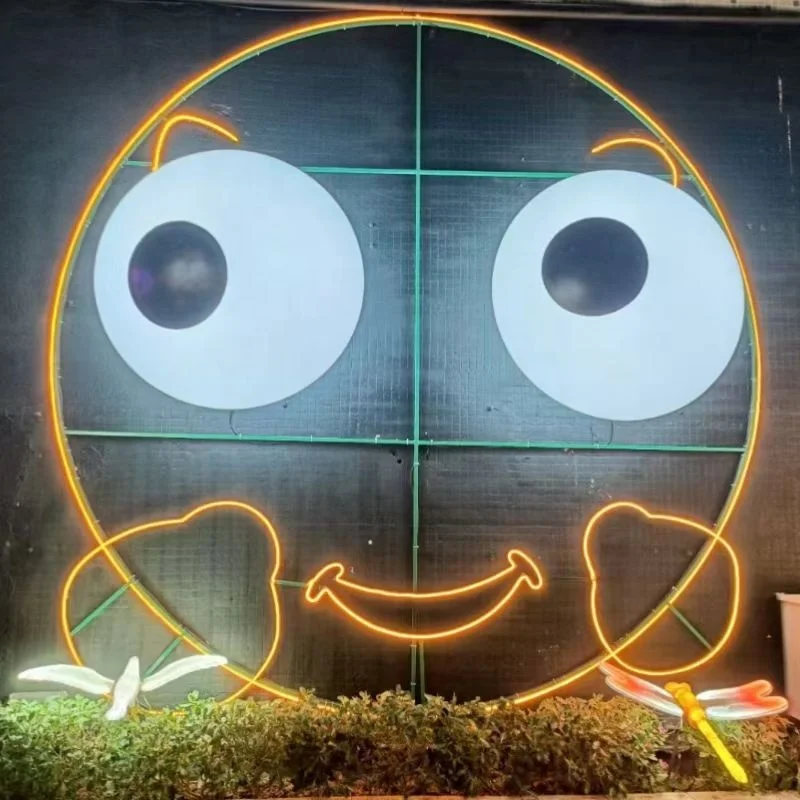 IP65 Outdoor Wall Mounted LED Neon Rope Lights 100CM Big Eyes Motif Custom Color Dimmable Commercial Festival Landscape