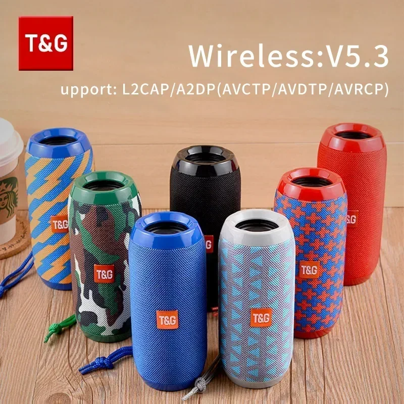 TG117 Portable Bluetooth Speaker TWS Dual Bass Wireless Outdoor Column Boombox FM AUX TF Card Music Player For Camping Riding