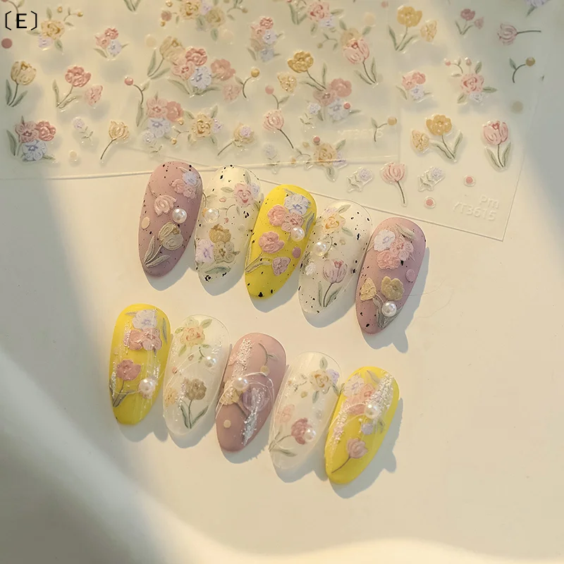 

〔E〕5D Christmas Romantic Tulips Flowers Embossed Nail Art Stickers Tulips Decal DIY Reliefs Tulips Manicure Sliders〔Winter5〕