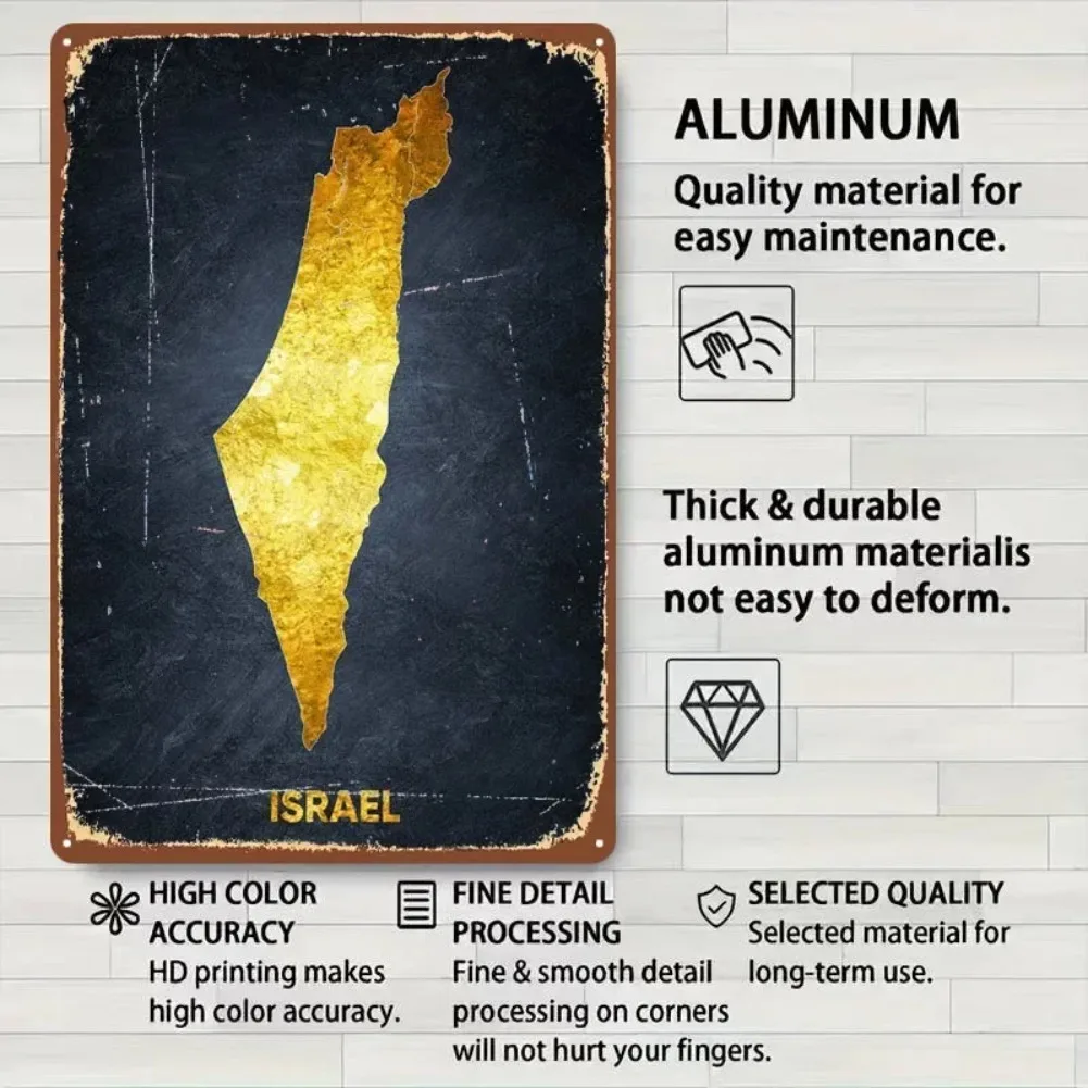 إسرائيل القدس المشارك خريطة علامة معدنية جدار الفن من الجداريات لوحات القصدير المخصصة لجدار الفن الديكور الحمام ديكور رجل الكهف #2