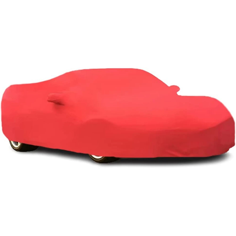 Custom Satin Stretch Car Cover Fit 2005-2013 Chevy Corvette C6 Indoor UV Protection Windproof Dust Proof Scratch Proof Red