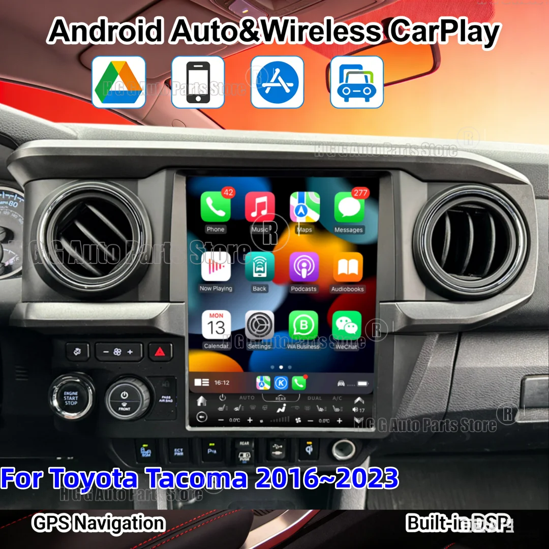 12.1 inch Android Carplay Car Radio For Toyota Tacoma 2016 - 2023 Multimedia Player DSP Navi GPS WIFI Stereo gadgets Head Unit