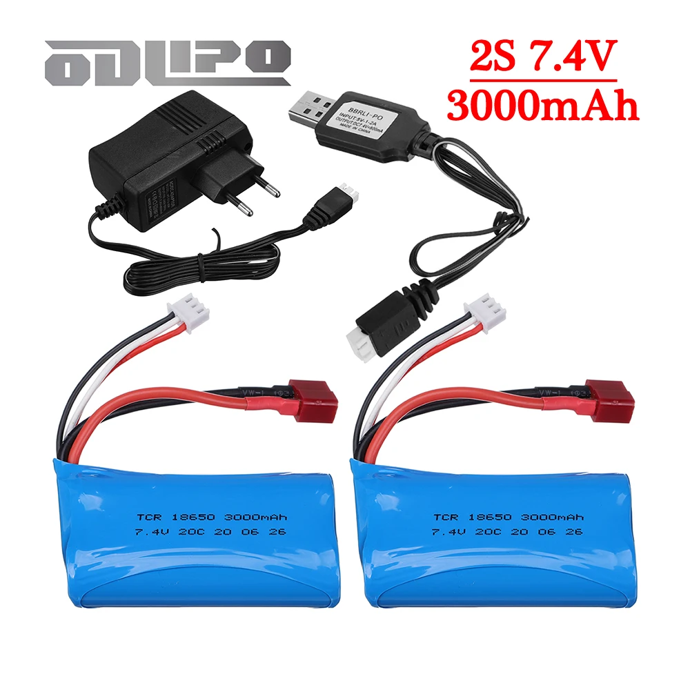 7.4V 3000mAh 18650 Lipo Battery for Wltoys 10428 /12428/12423 RC Car Parts 2s 7.4v battery For Wltoys 144001 A959-B A969-B Q46