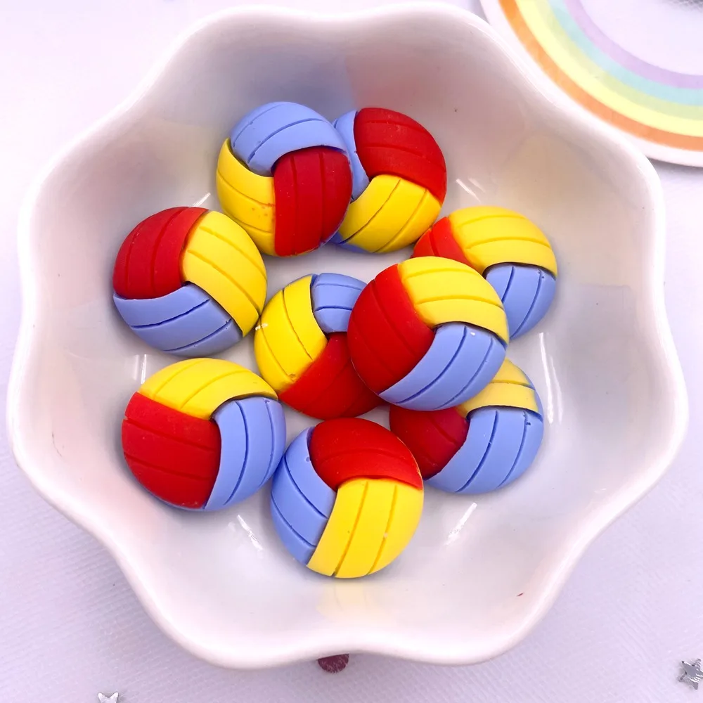 Colorful Resin Football basketball table tennis baseball rugby sports equipment Flatback Figurines 10PCS Scrapbook DIY Crafts M4