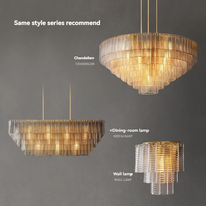 

Nordic textured transparent glass pendant lamp, suitable for living rooms, dining rooms, and hotel ceiling decorations.
